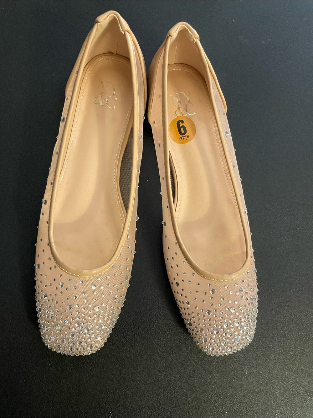 Elegant Nude Crystal-Embellished Women’s Ballet Flats by NY & Co